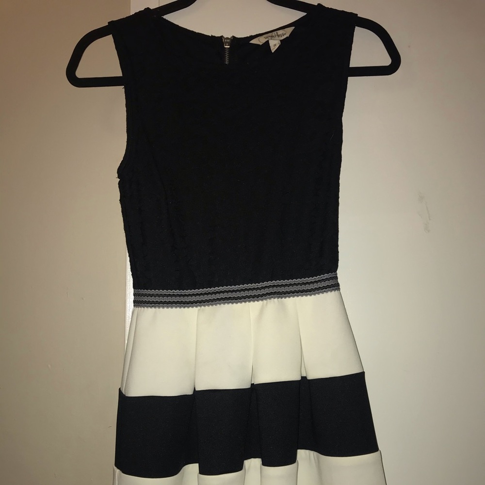 Dress with lace top striped bottom